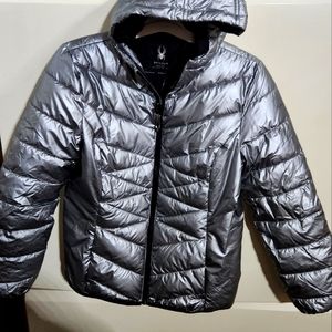 Spyder Alyce Silver Metallic Padded Winter SSki Puffer Jacket. Med New  Womens.
